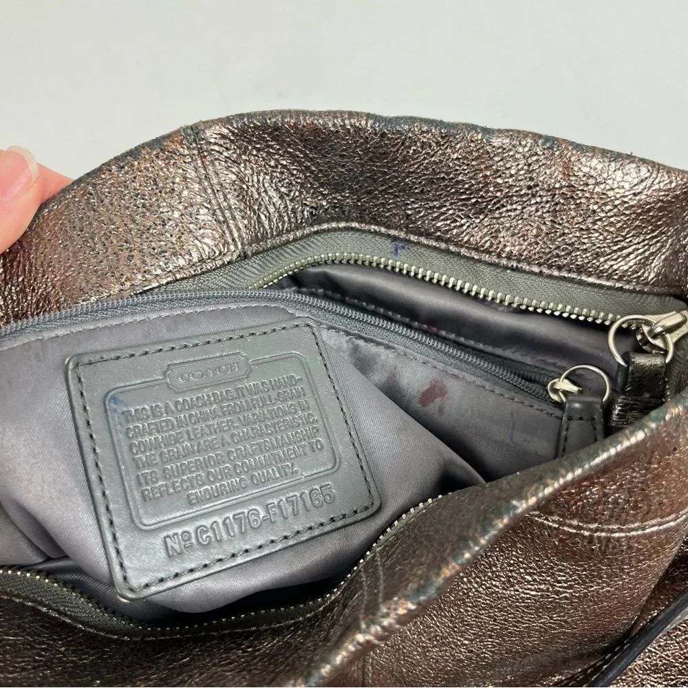 COACH Brooke Handbag Leather Pewter Hobo Bag Purse